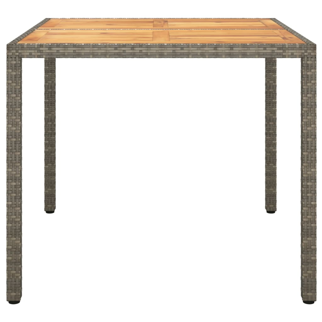 Table de jardin 190x90x75 cm poly rotin et bois d'acacia