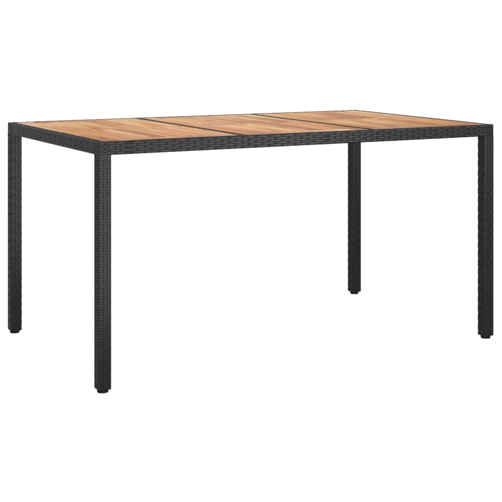 Table de jardin 190x90x75 cm poly rotin et bois d'acacia