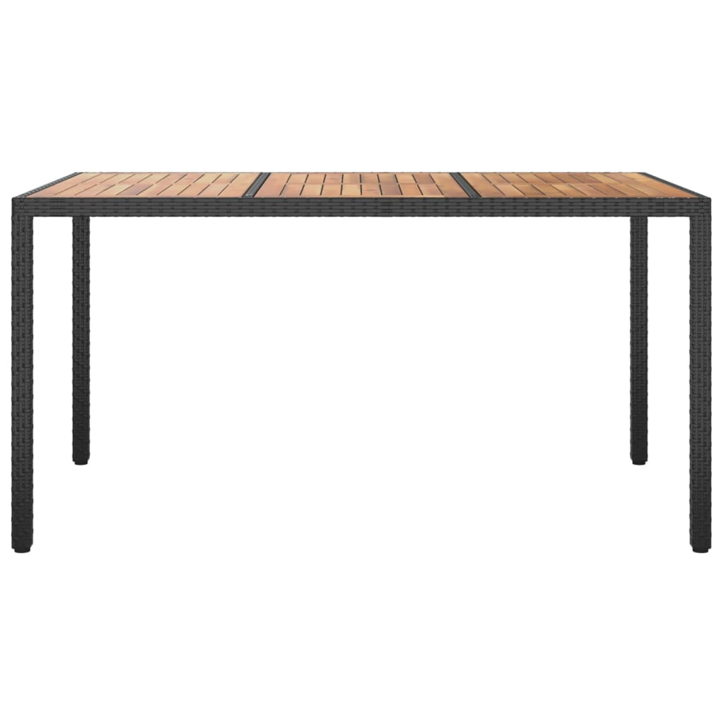 Table de jardin 190x90x75 cm poly rotin et bois d'acacia