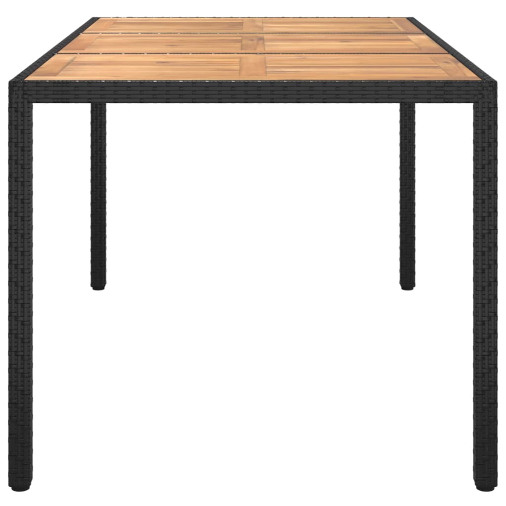 Table de jardin 190x90x75 cm poly rotin et bois d'acacia