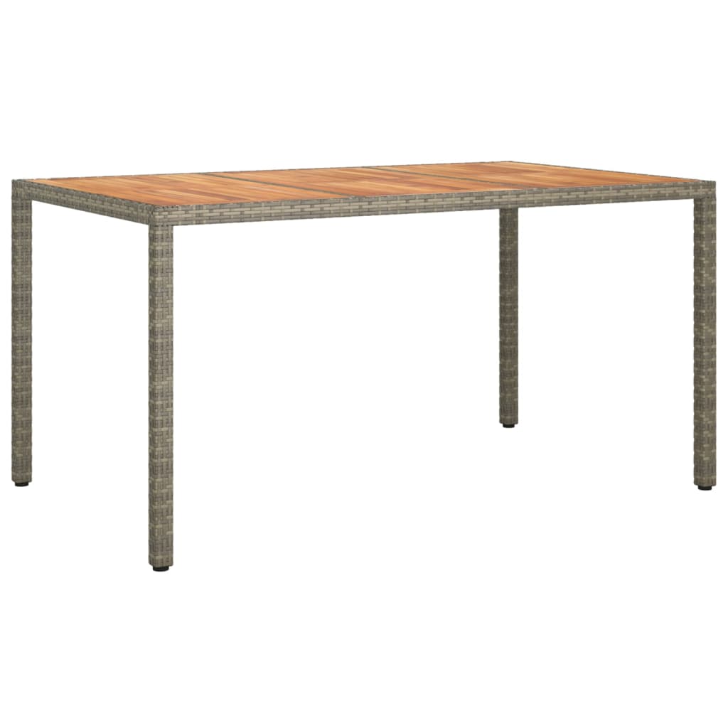 Table de jardin 190x90x75 cm poly rotin et bois d'acacia