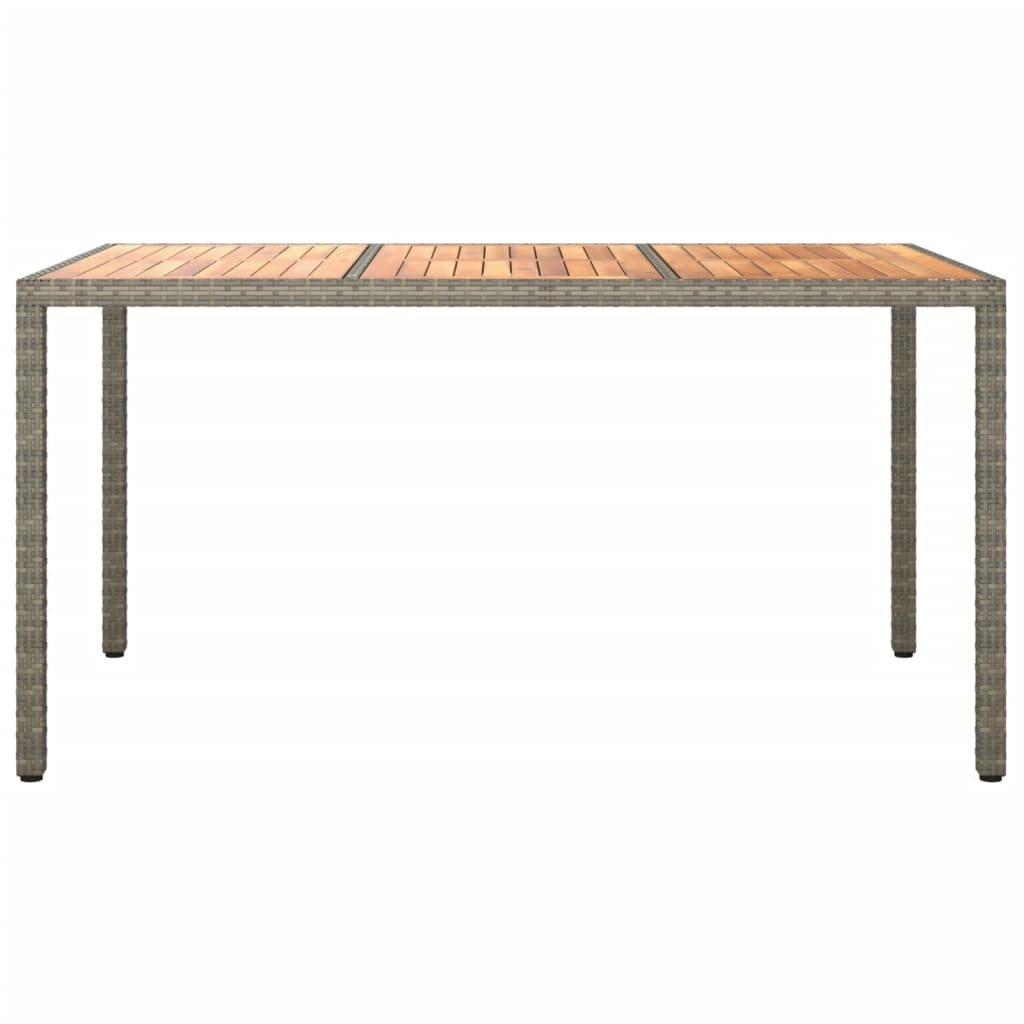 Table de jardin 190x90x75 cm poly rotin et bois d'acacia