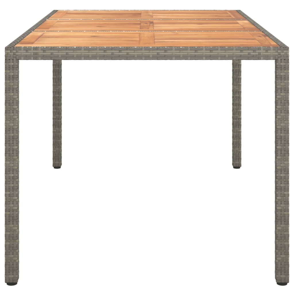 Table de jardin 190x90x75 cm poly rotin et bois d'acacia