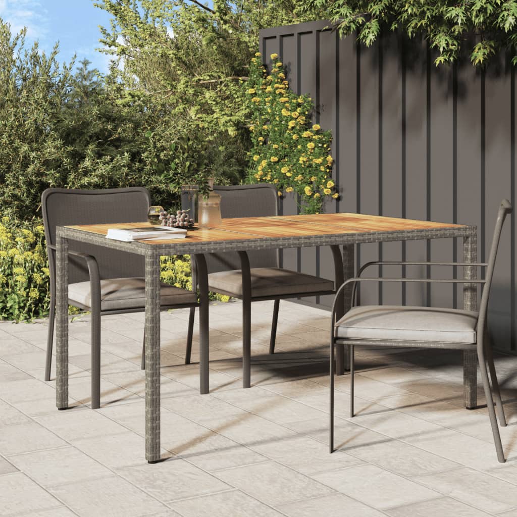 Table de jardin 190x90x75 cm poly rotin et bois d'acacia