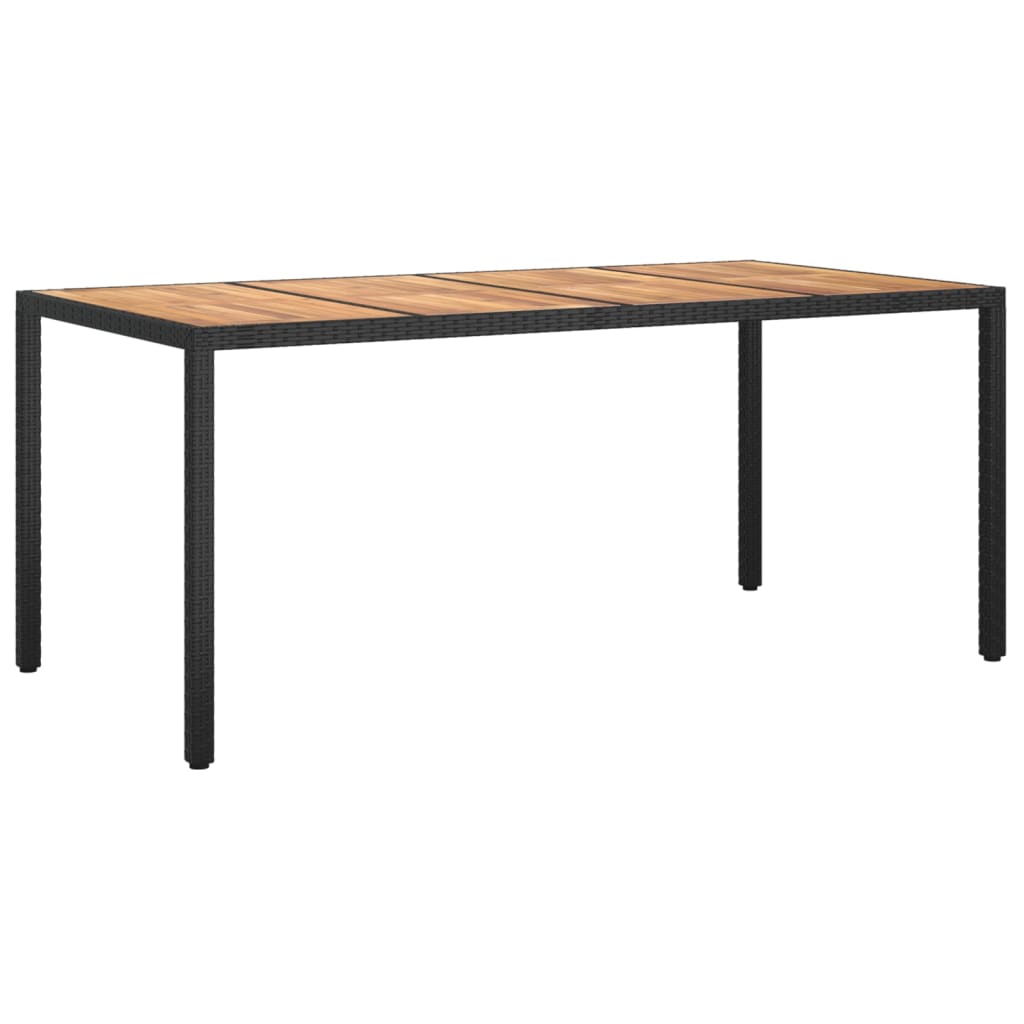 Table de jardin 190x90x75 cm poly rotin et bois d'acacia