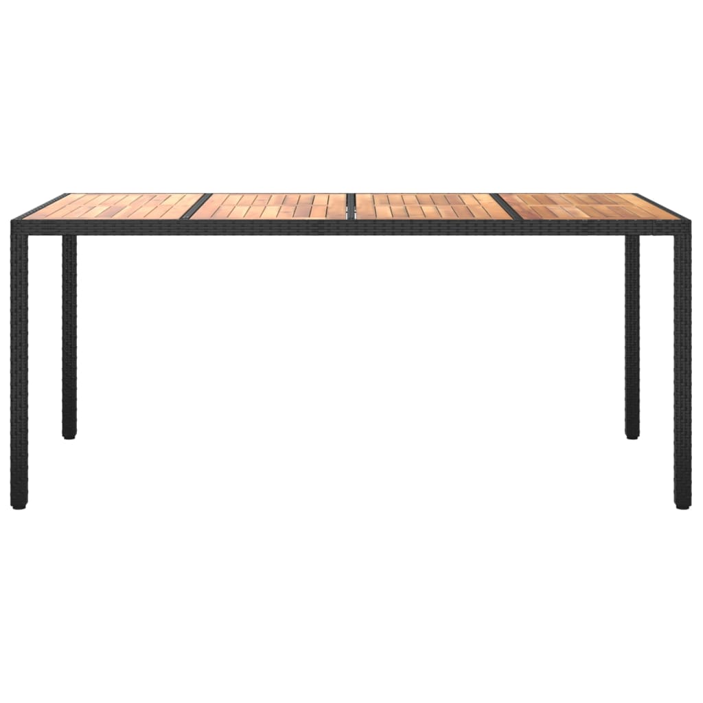 Table de jardin 190x90x75 cm poly rotin et bois d'acacia