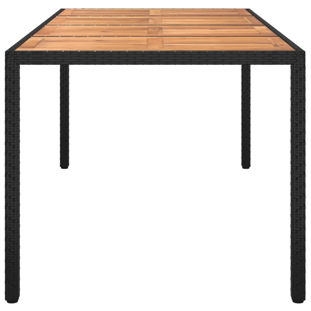 Table de jardin 190x90x75 cm poly rotin et bois d'acacia