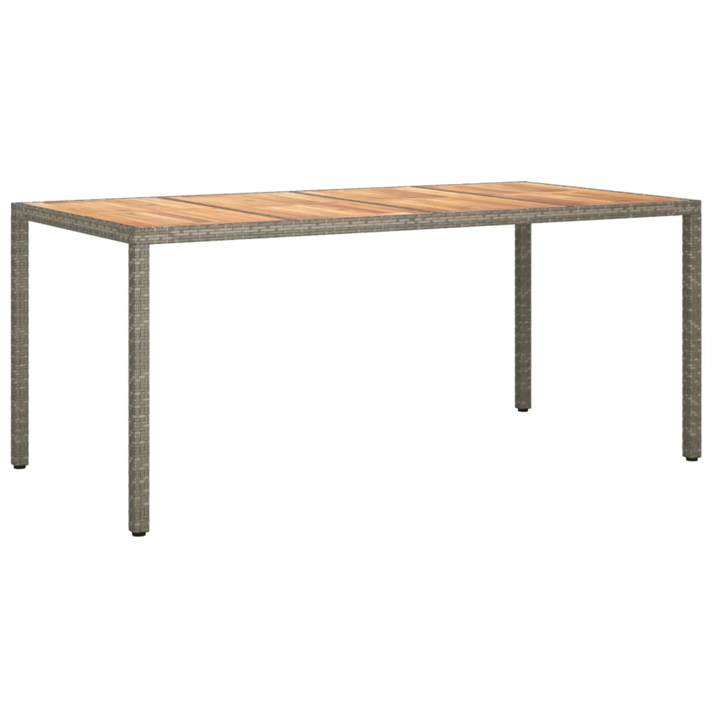 Table de jardin 190x90x75 cm poly rotin et bois d'acacia