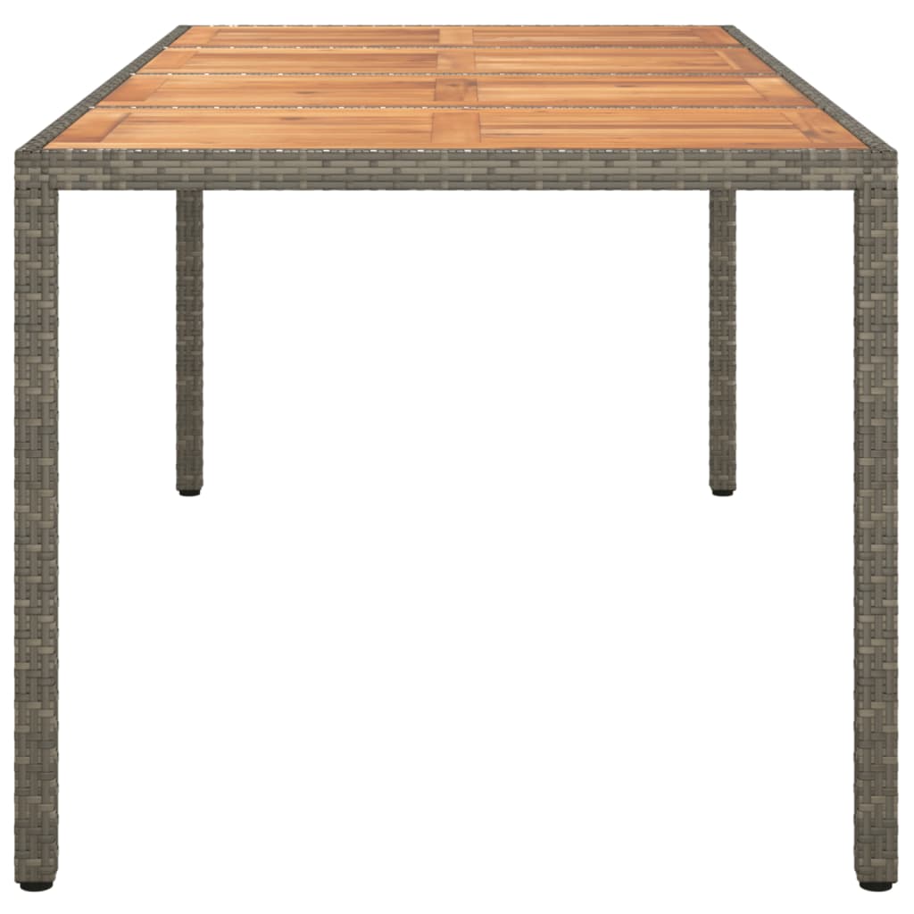 Table de jardin 190x90x75 cm poly rotin et bois d'acacia