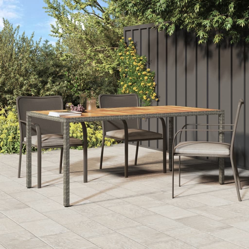 Table de jardin 190x90x75 cm poly rotin et bois d'acacia