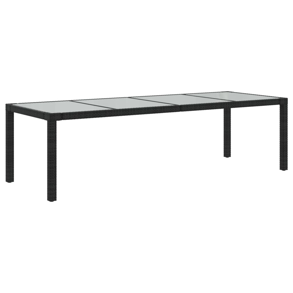 Tuintafel 250x100x75 cm gehard glas en poly rattan