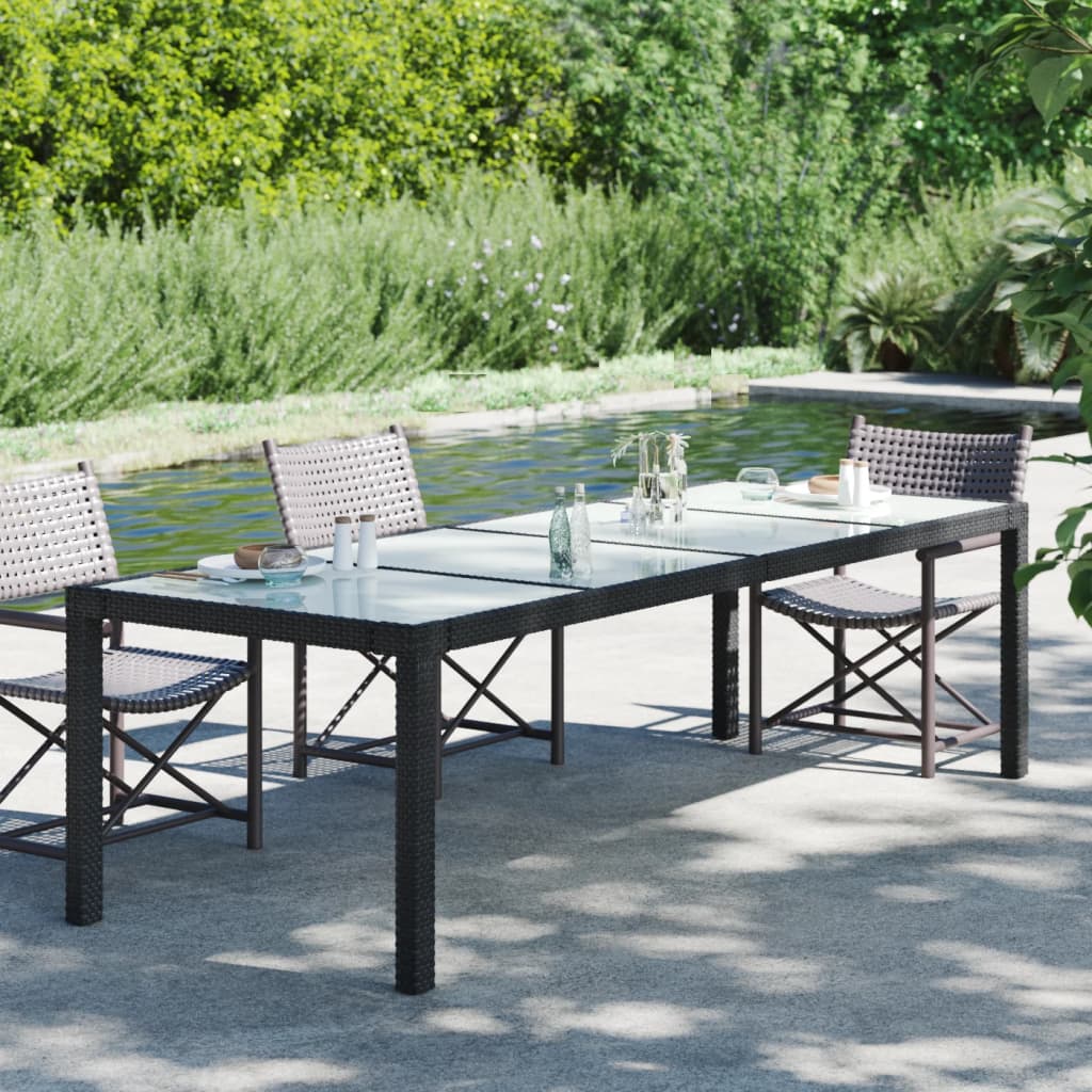 Tuintafel 250x100x75 cm gehard glas en poly rattan