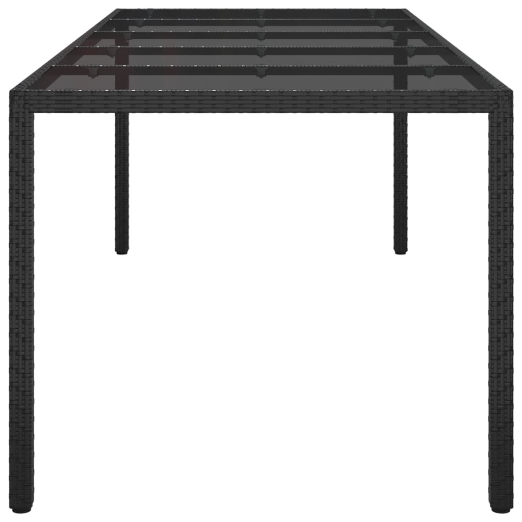 Tuintafel 250x100x75 cm gehard glas en poly rattan