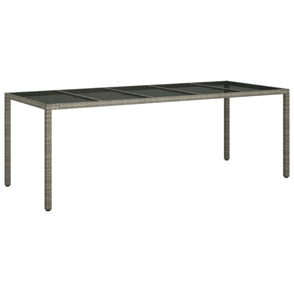 Tuintafel 250x100x75 cm gehard glas en poly rattan