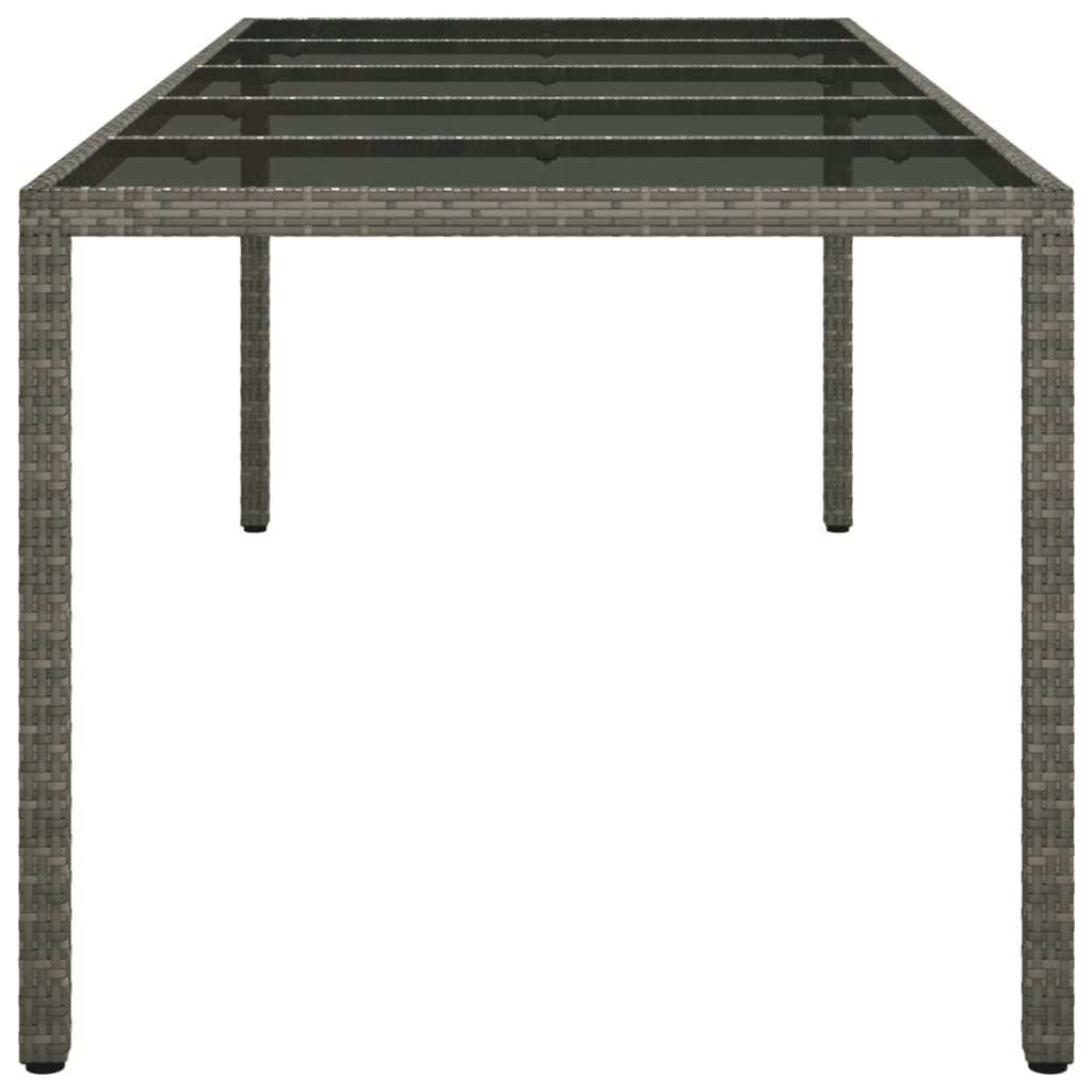 Tuintafel 250x100x75 cm gehard glas en poly rattan