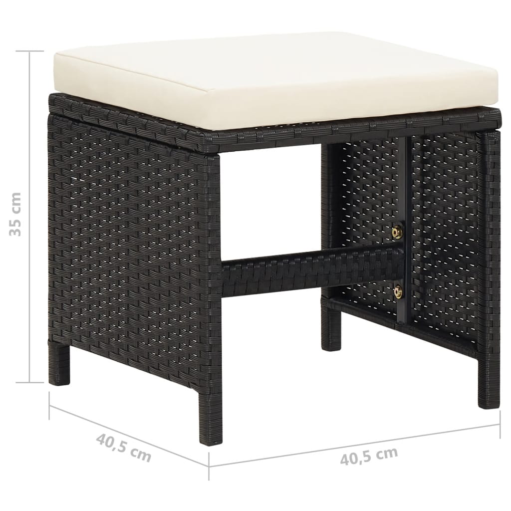 Tuinkrukken 4 st met kussens poly rattan