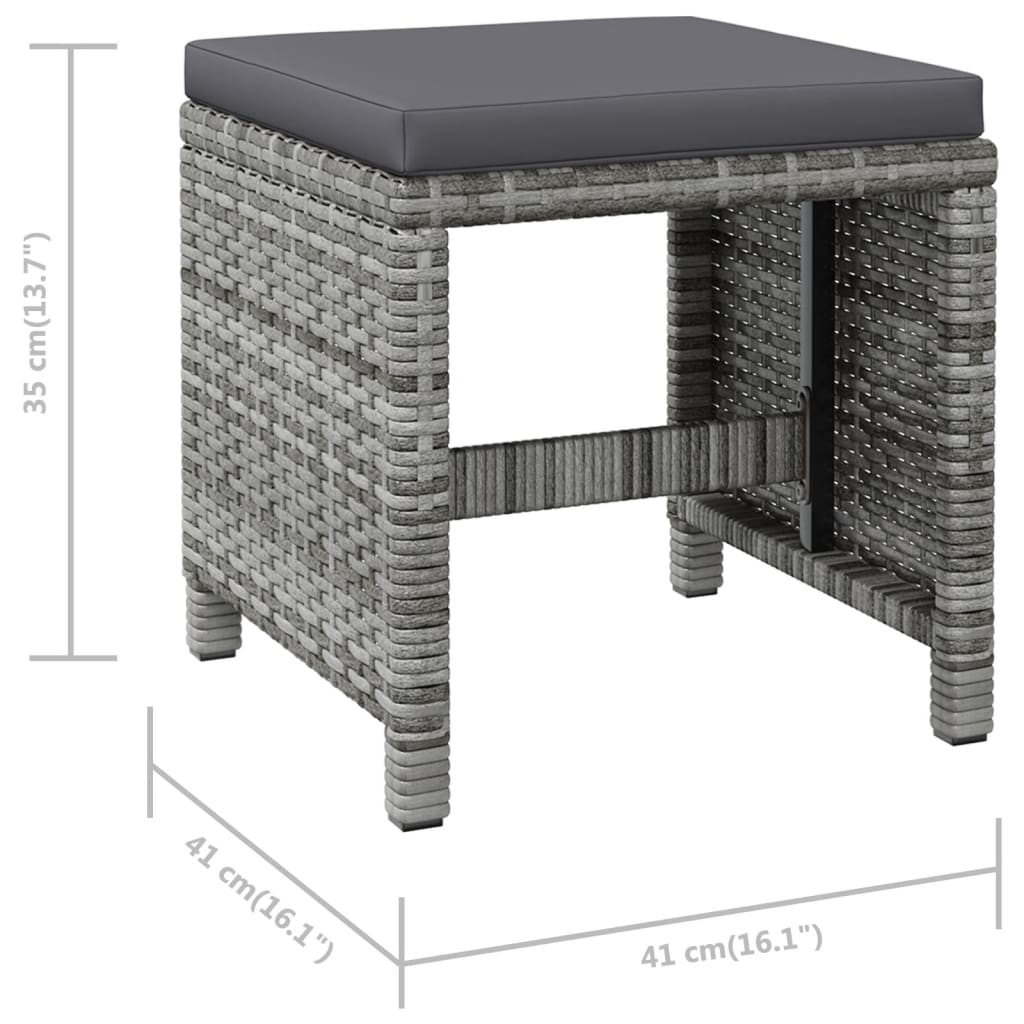 Ensemble chaise de jardin et repose-pieds 4 pièces en polyrotin