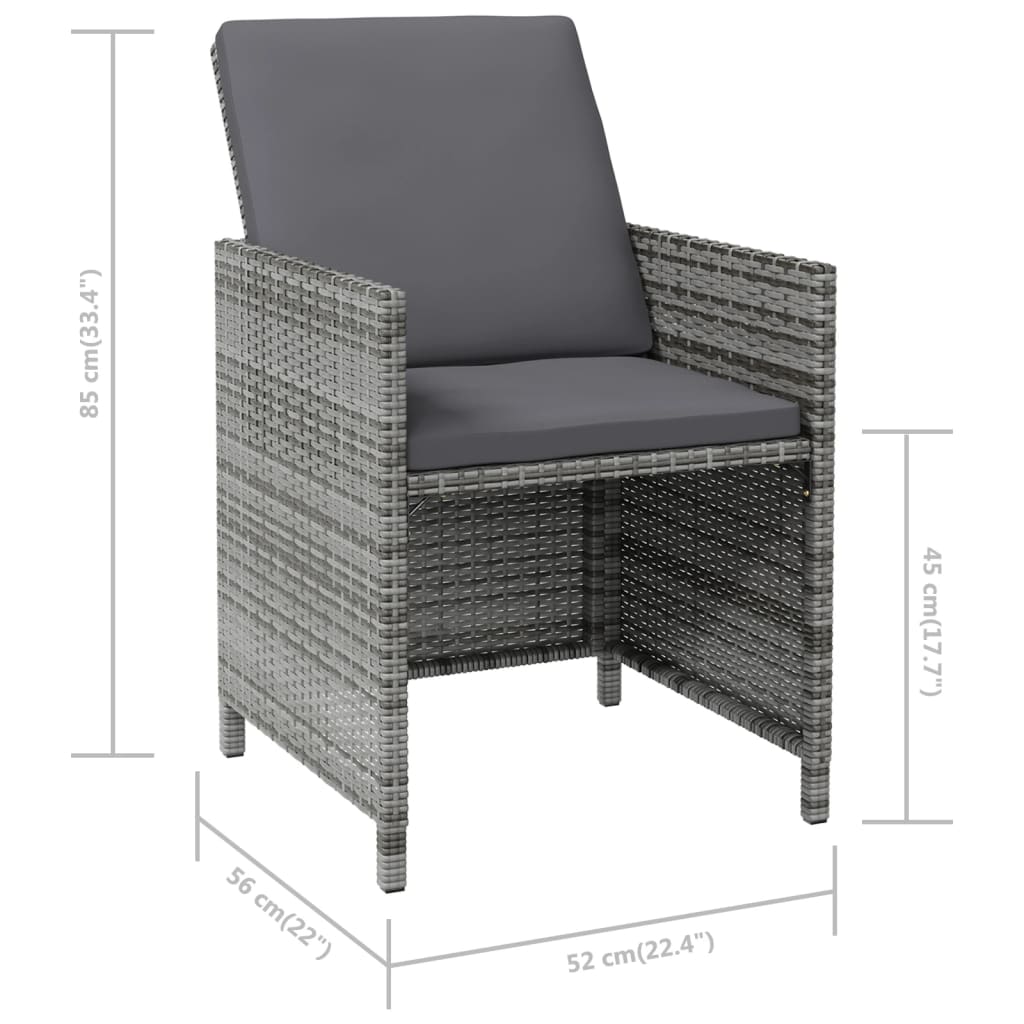 Ensemble chaise de jardin et repose-pieds 4 pièces en polyrotin