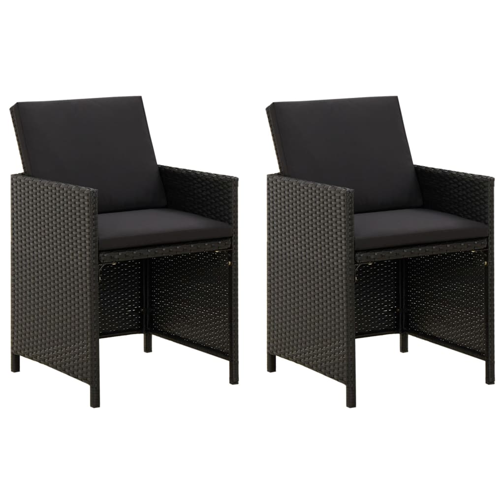 Chaises de jardin 2 pcs avec coussins en polyrotin