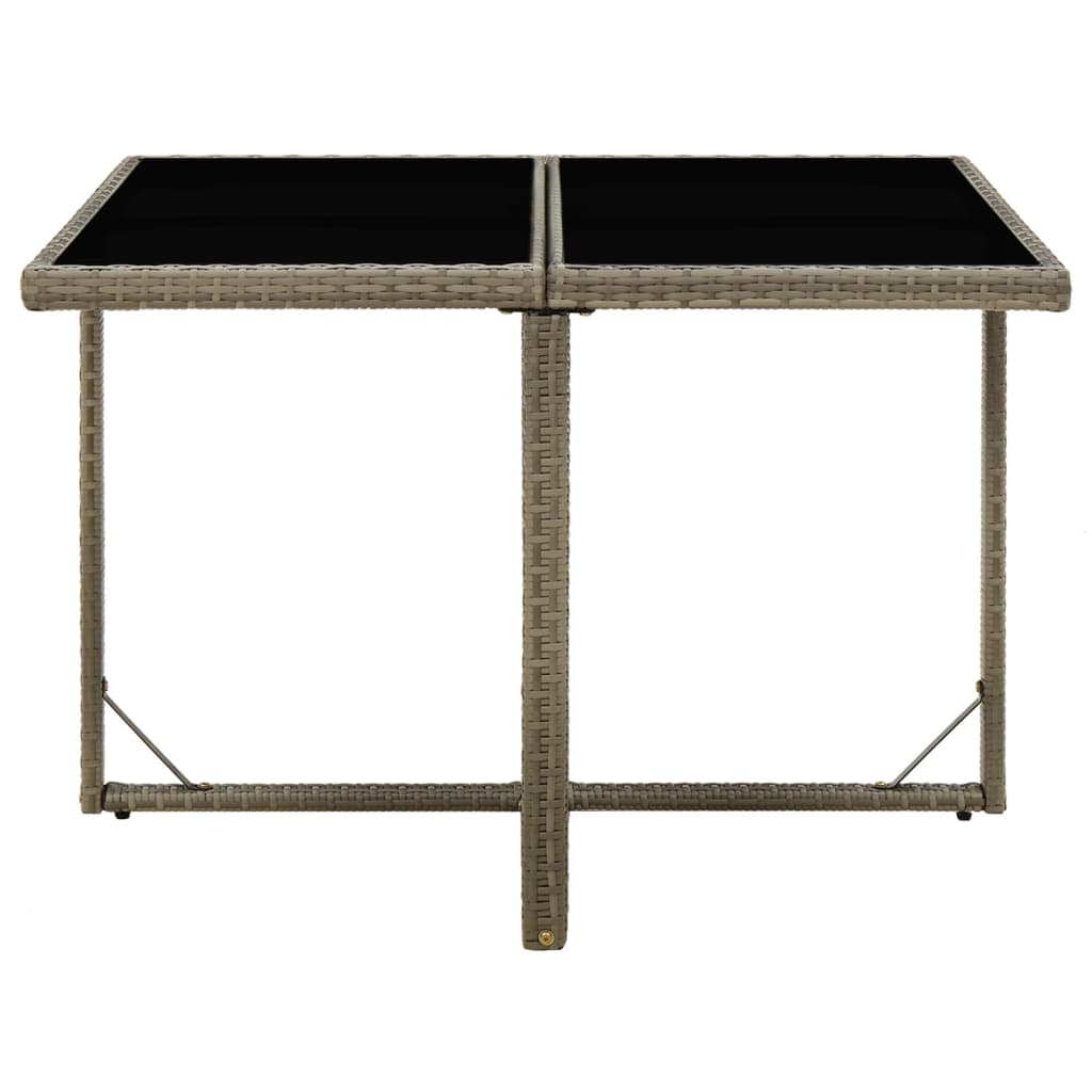 Tuintafel 109x107x74 cm poly rattan en glas