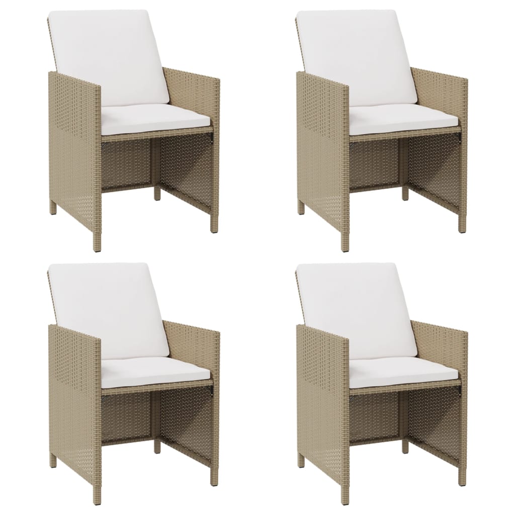 Chaises de jardin 4 pcs avec coussins en polyrotin