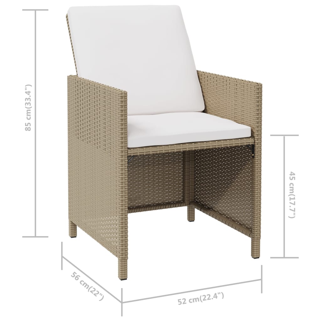 Tuinstoelen 4 st met kussens poly rattan