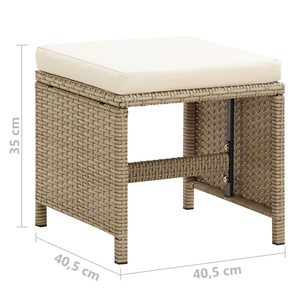 Tuinkrukken 4 st met kussens poly rattan