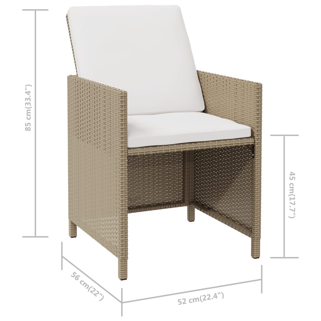 Tuinstoelen met kussens 4 st poly rattan