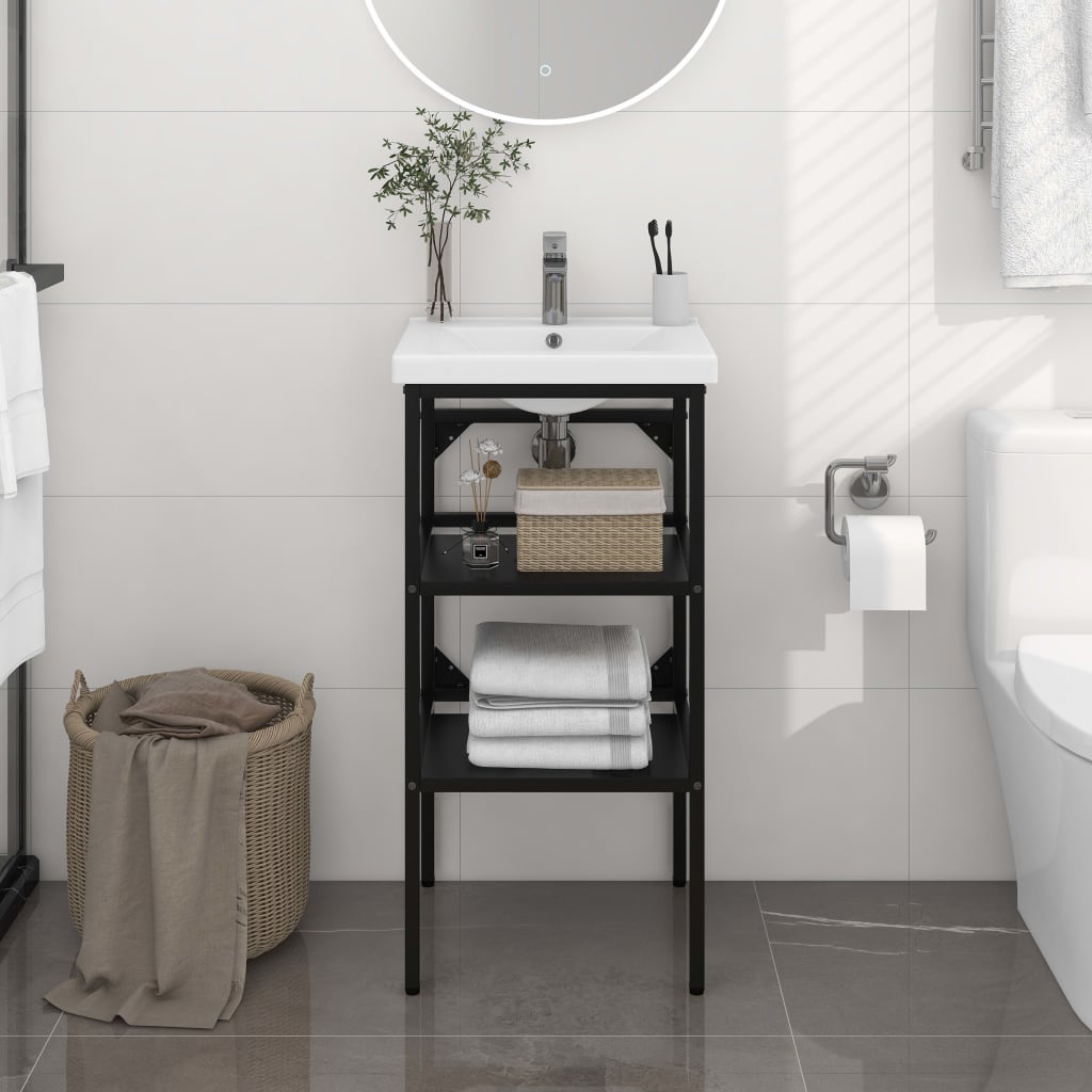 Structure lavabo 59x38x83 cm fer noir