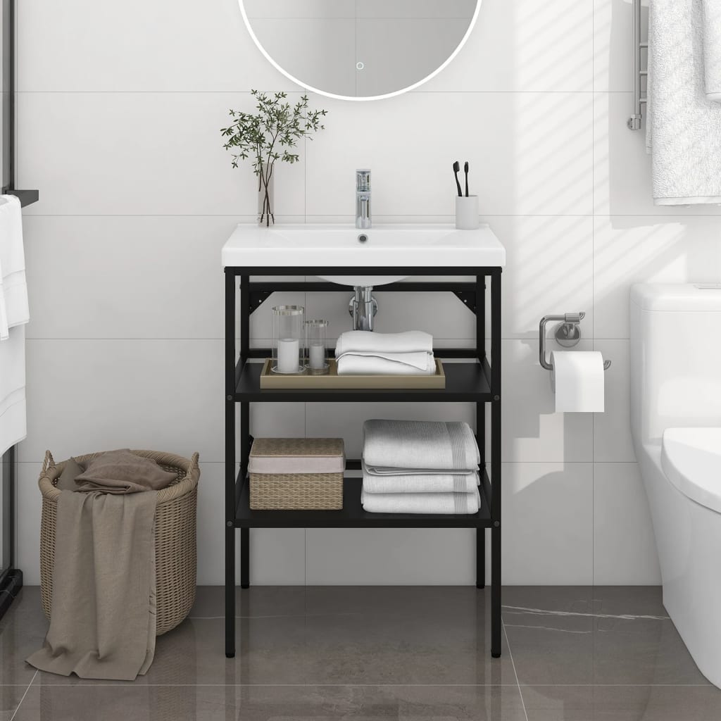 Structure lavabo 59x38x83 cm fer noir