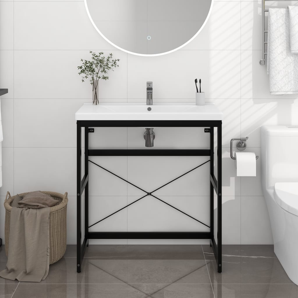 Structure lavabo 59x38x83 cm fer noir