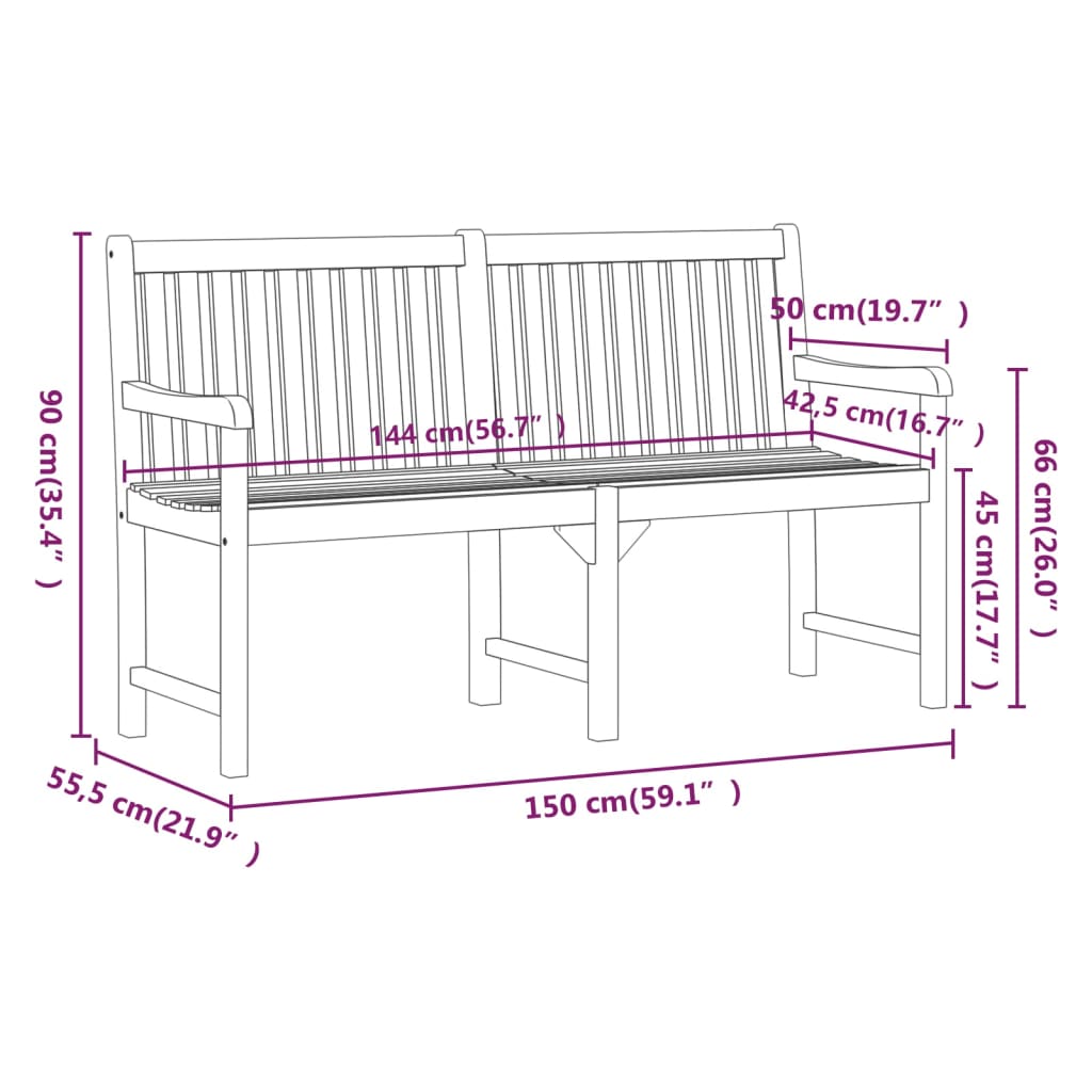 Tuinbank 110 cm massief acaciahout