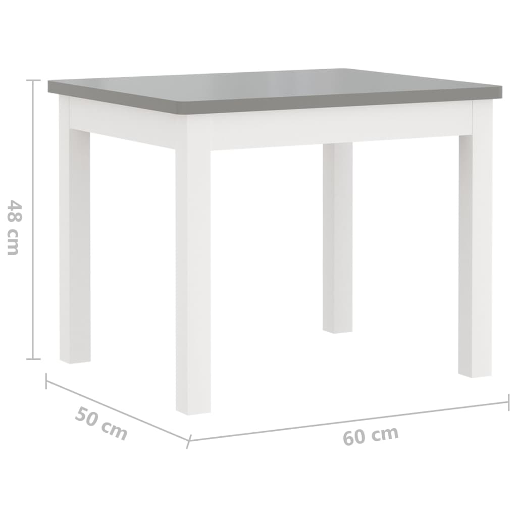 3-delige Kindertafel- en stoelenset MDF wit en grijs