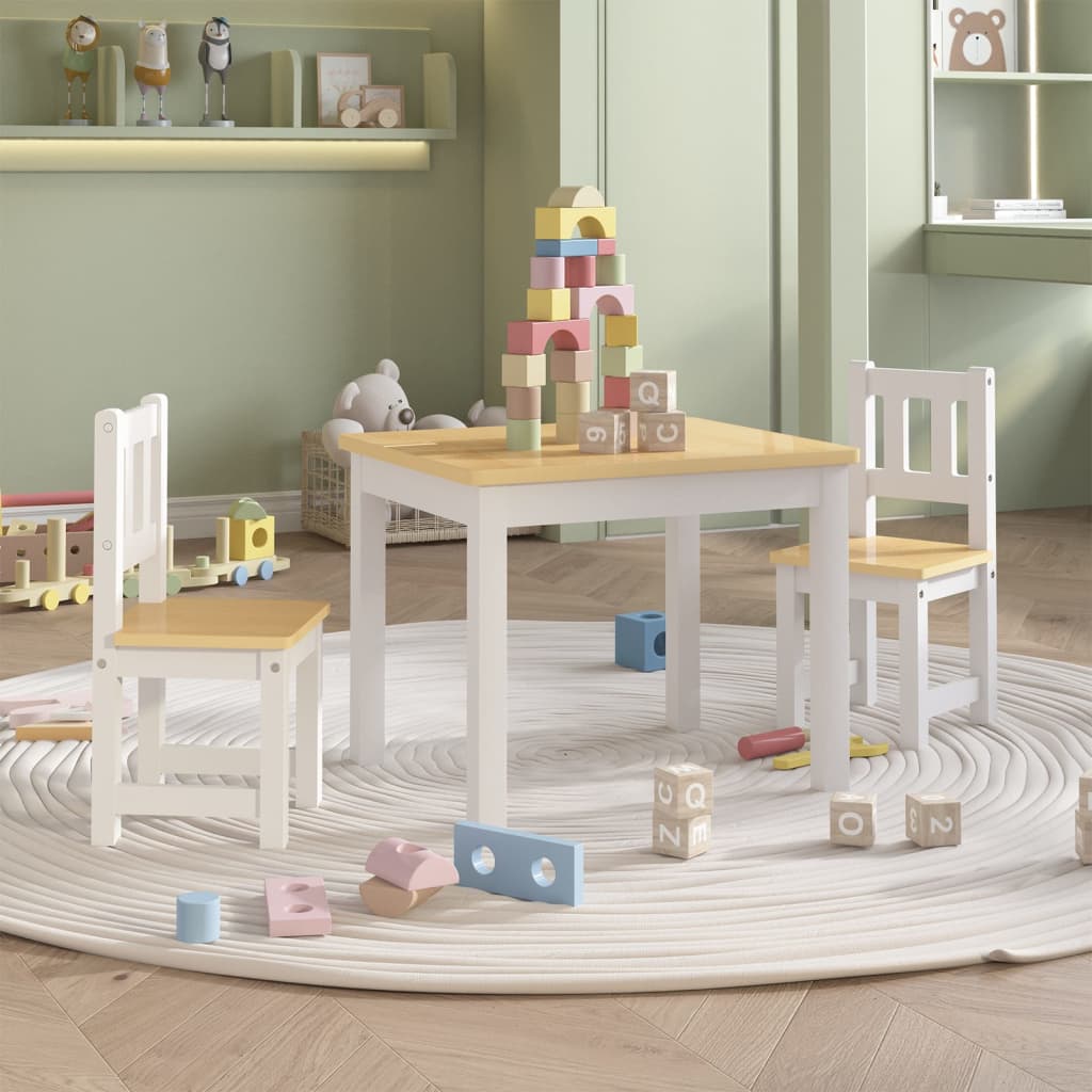 3-delige Kindertafel- stoelenset MDF