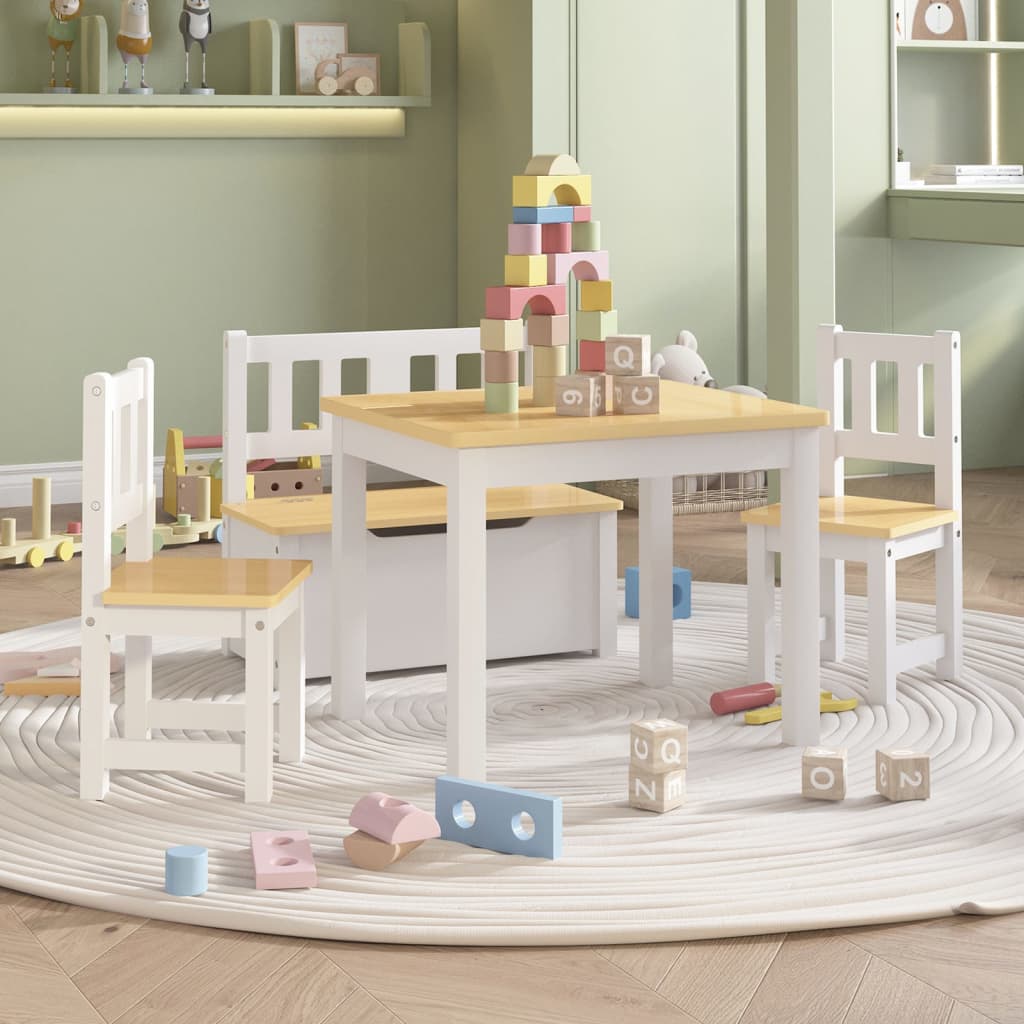 3-delige Kindertafel- en stoelenset MDF wit en grijs