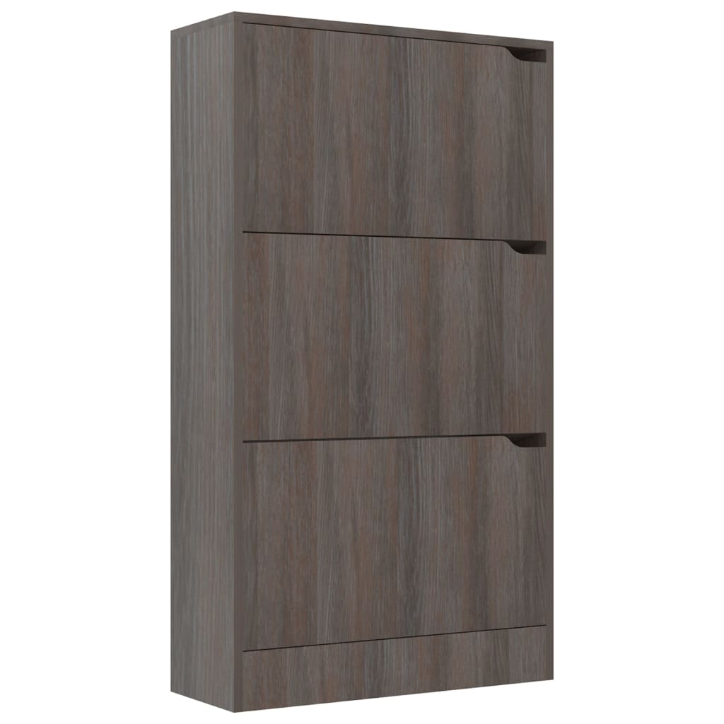 Schoenenkast met 4 deuren 59x24x136 cm bewerkt hout grijs eiken