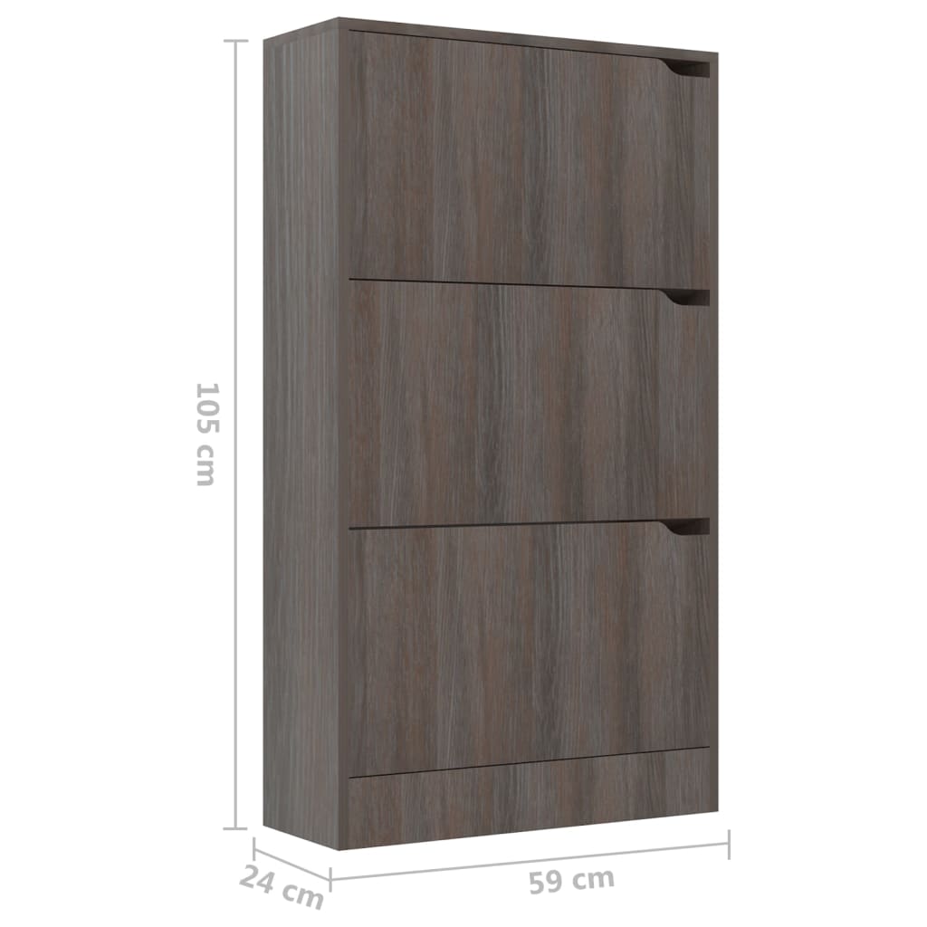 Schoenenkast 3 deuren 59x24x105 cm bewerkt hout sonoma eiken