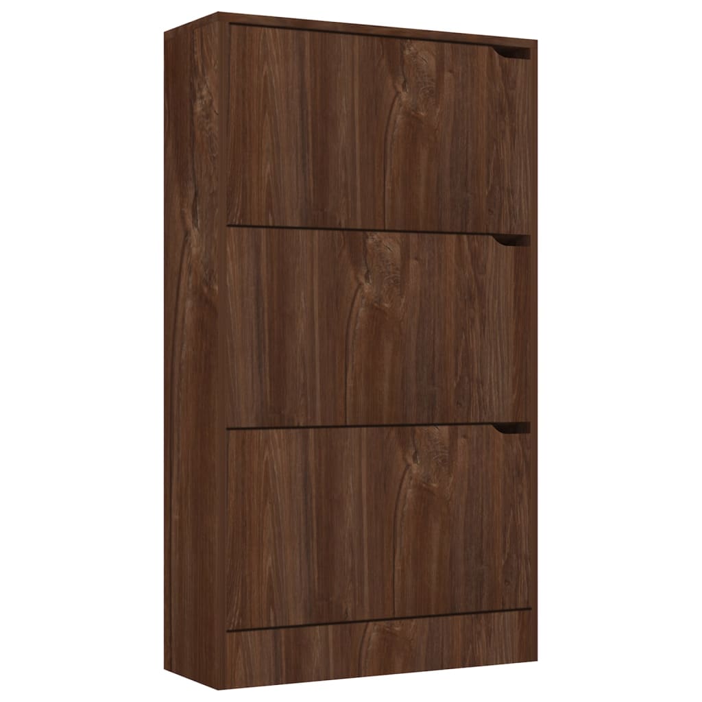 Schoenenkast met 4 deuren 59x24x136 cm bewerkt hout grijs eiken