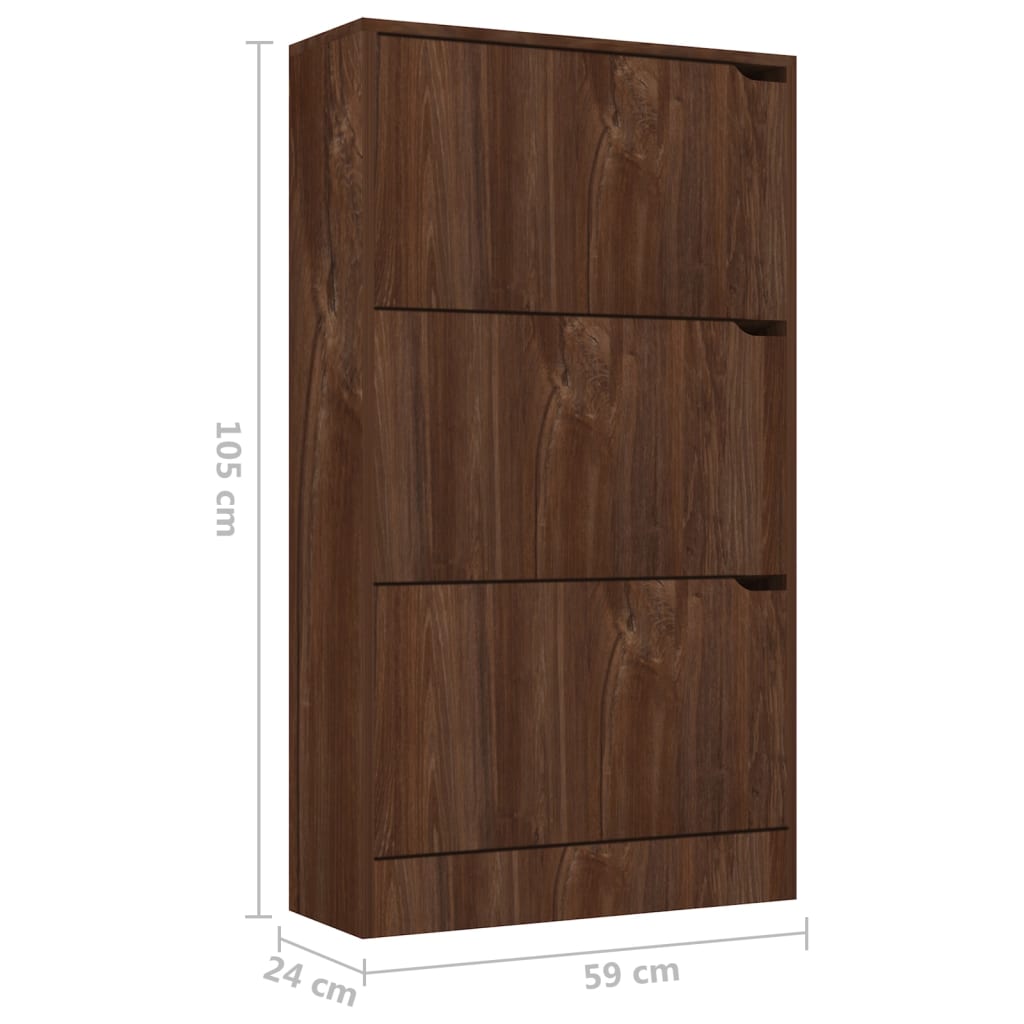 Schoenenkast met 4 deuren 59x24x136 cm bewerkt hout grijs eiken