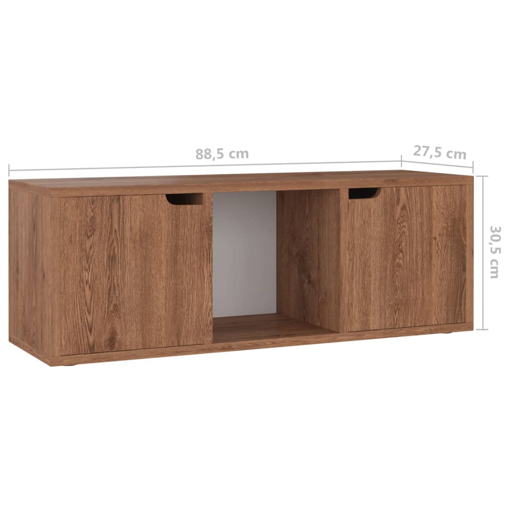 Tv-meubel 88,5x27,5x30,5 cm bewerkt hout betongrijs