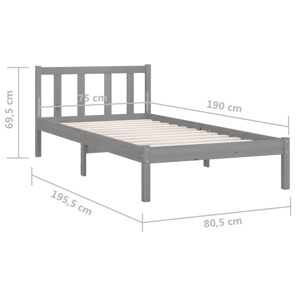 Bedframe massief grenenhout 75x190 cm