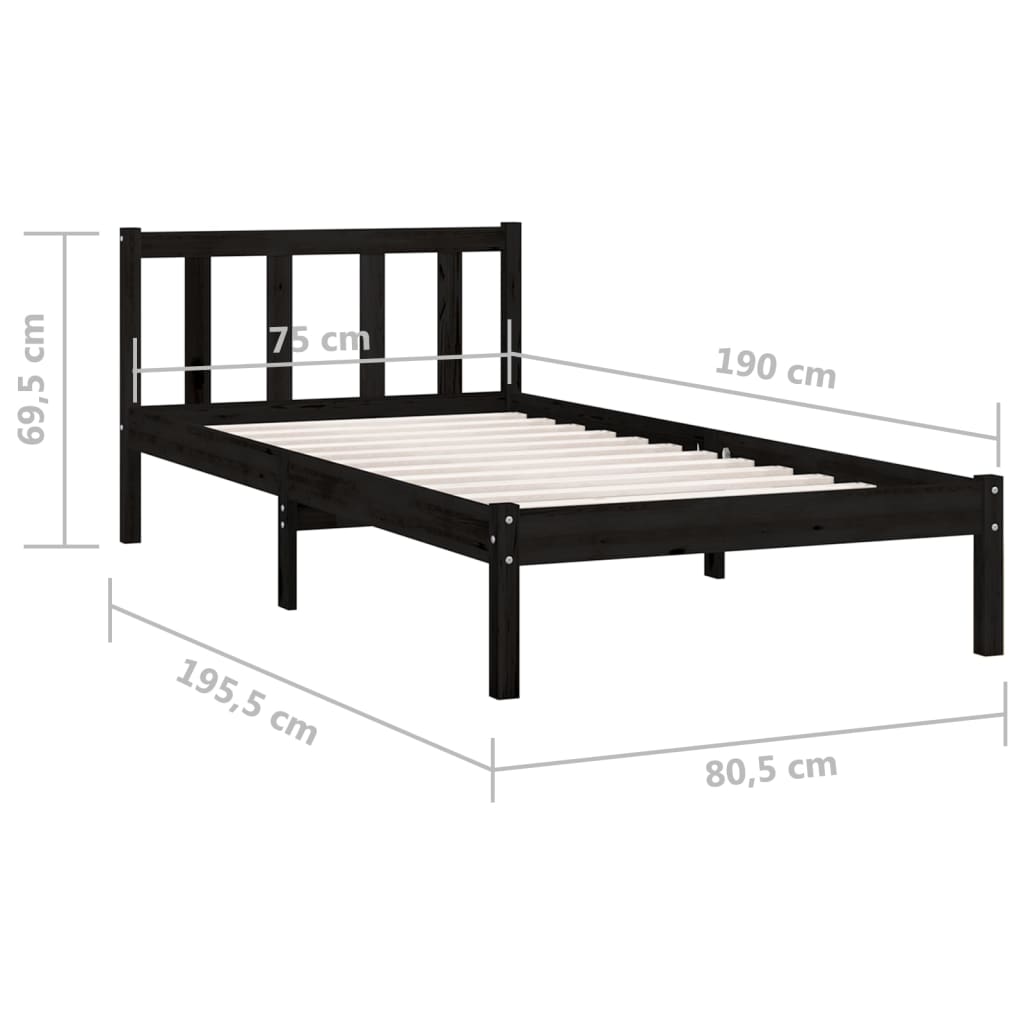 Bedframe massief grenenhout 75x190 cm