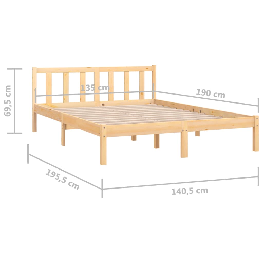 Bedframe massief grenenhout 75x190 cm