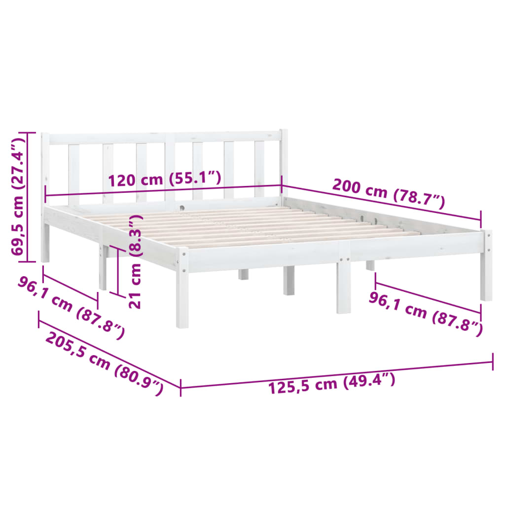 Cadre de lit en pin massif 100x200 cm