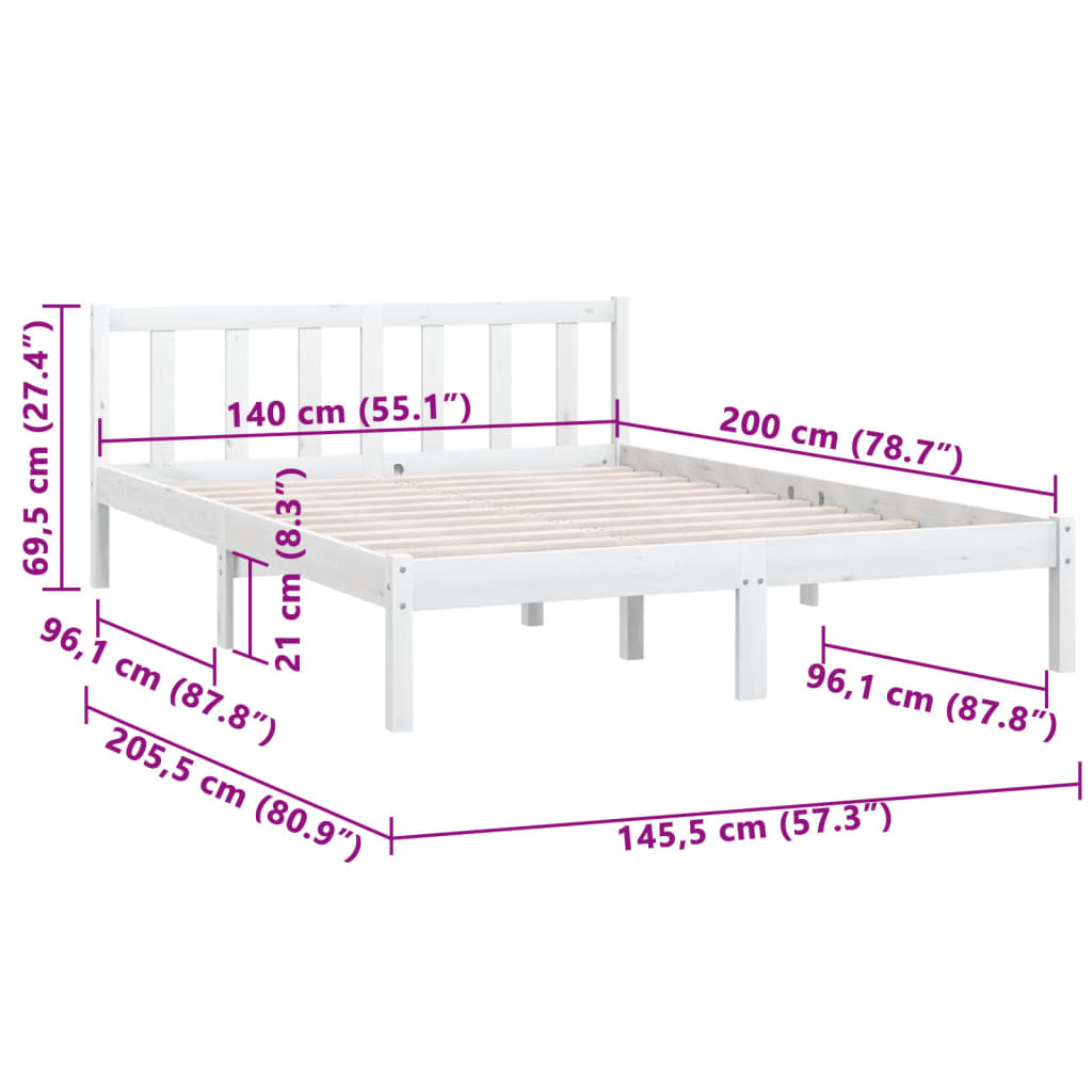 Cadre de lit en pin massif 100x200 cm