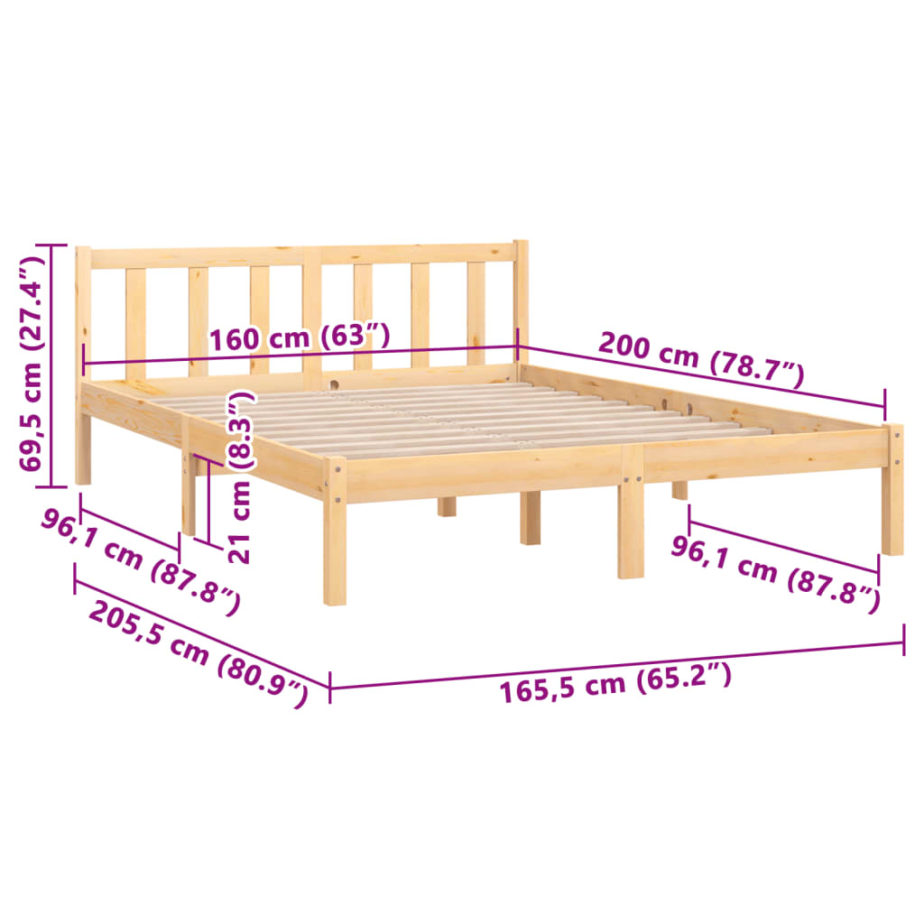 Bedframe massief grenenhout 100x200 cm