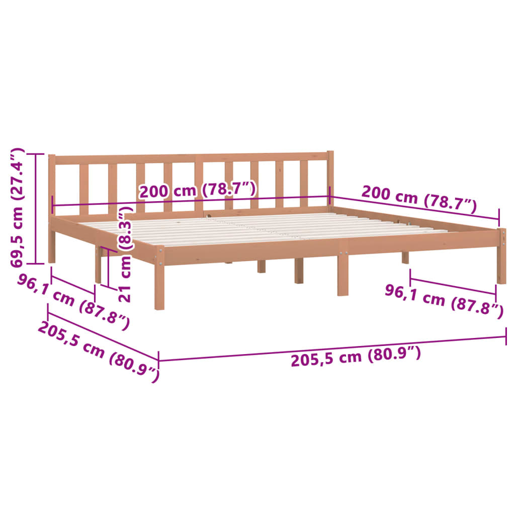 Cadre de lit en pin massif 100x200 cm