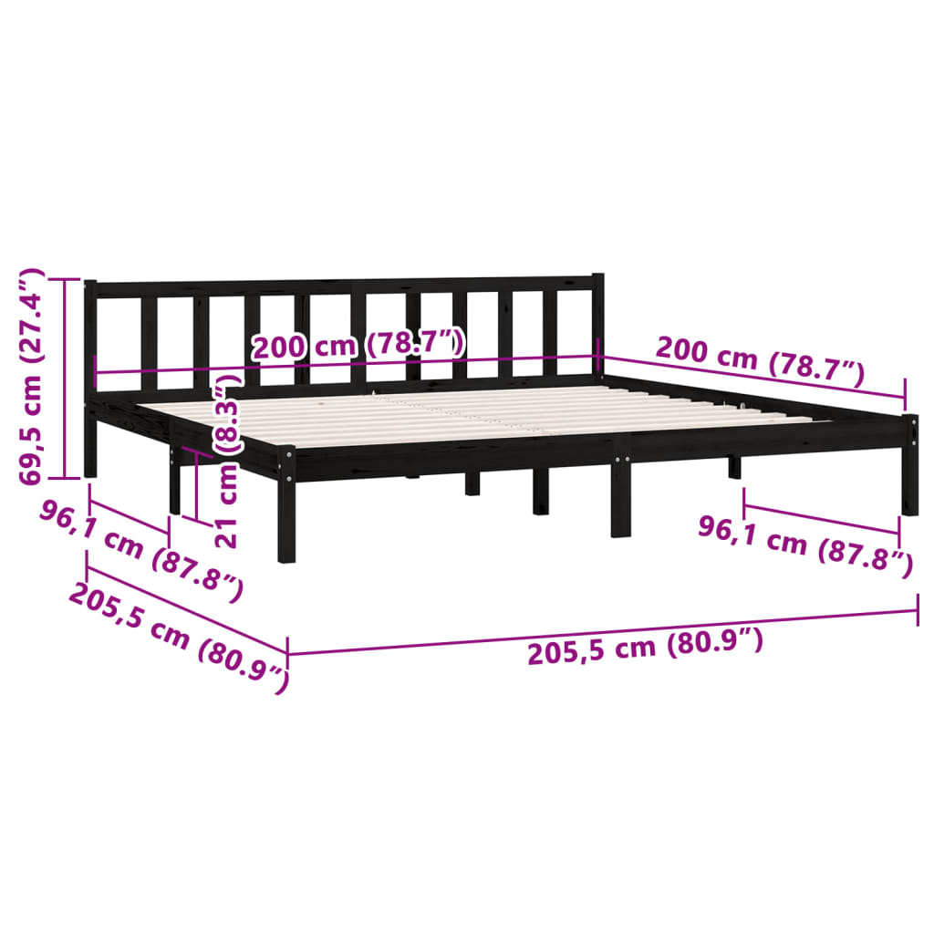 Cadre de lit en pin massif 100x200 cm