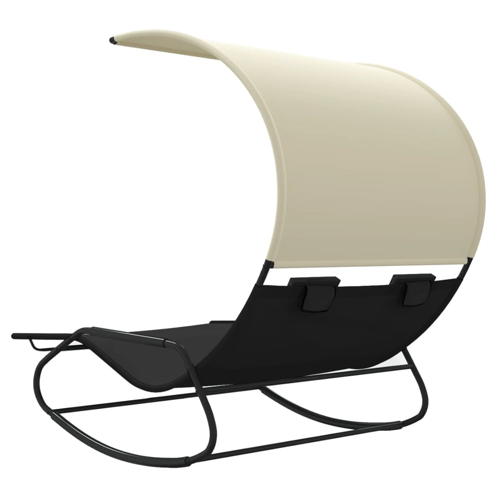 Chaise longue pivotante double avec auvent couleur crème