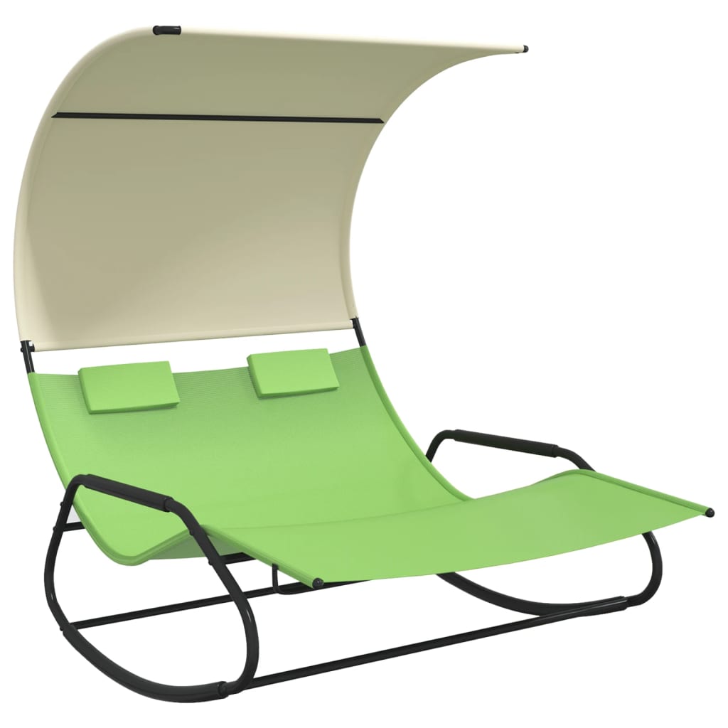 Chaise longue pivotante double avec auvent couleur crème